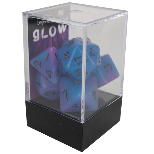 Poly Dice Set - Glow - Blue/Purple, Boxed