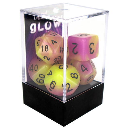 Poly Dice Set - Glow - Purple/Yellow, Boxed