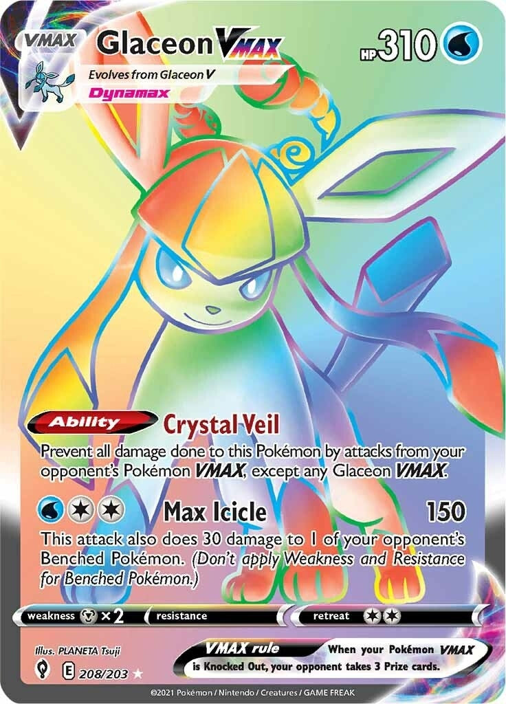 Glaceon VMAX (Secret) (208/203) [SWSH07: Evolving Skies]