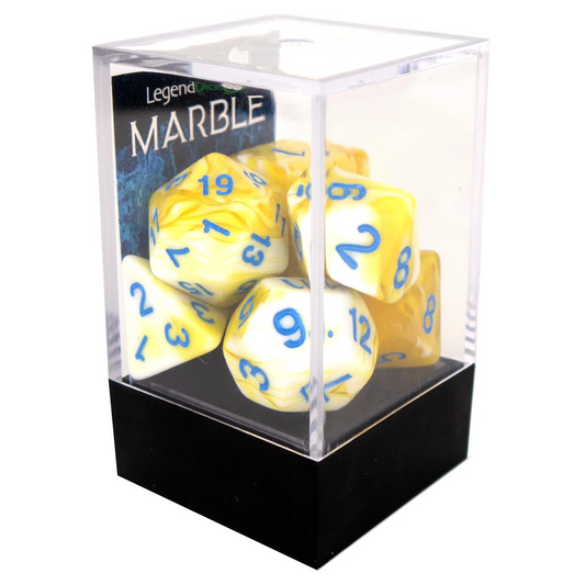 Poly Dice Set - Marble - Yellow (Blue), Boxed