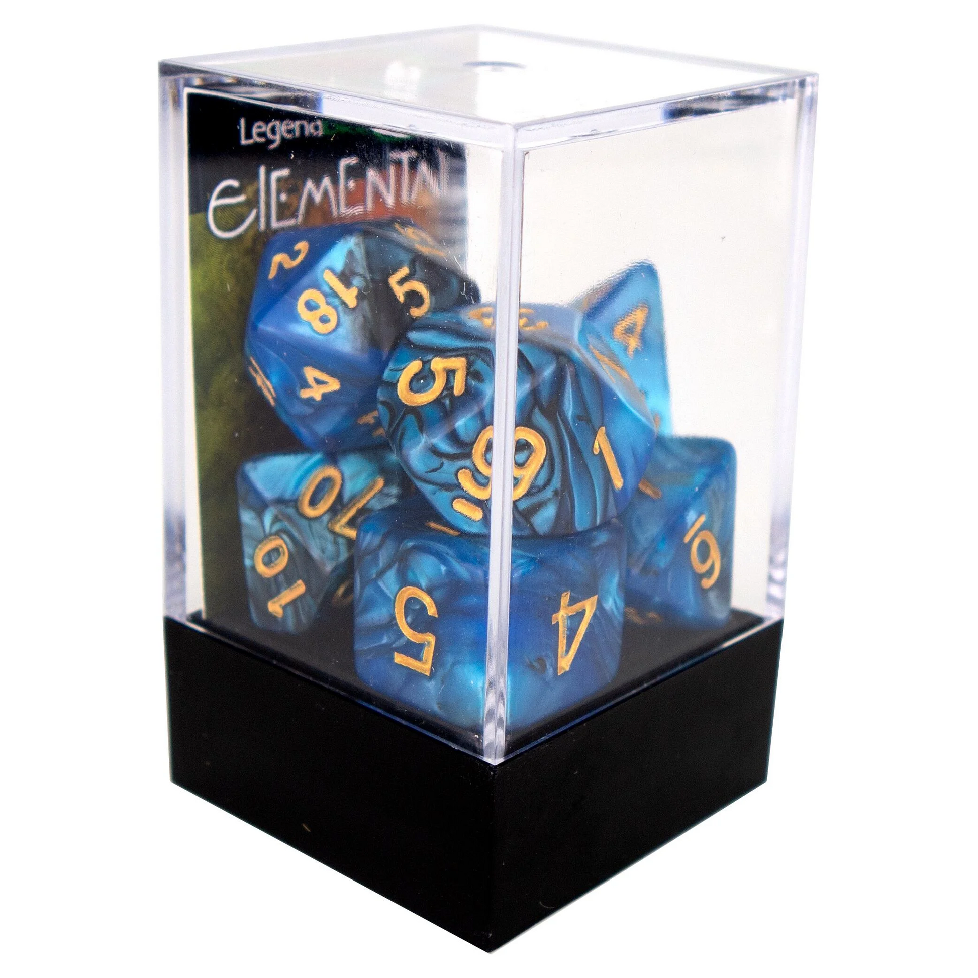 Poly Dice Set - Elemental - Blue and Black, Boxed