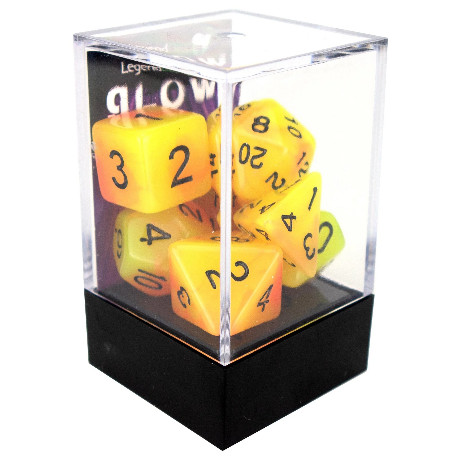 Poly Dice Set - Glow - Yellow/Red, Boxed