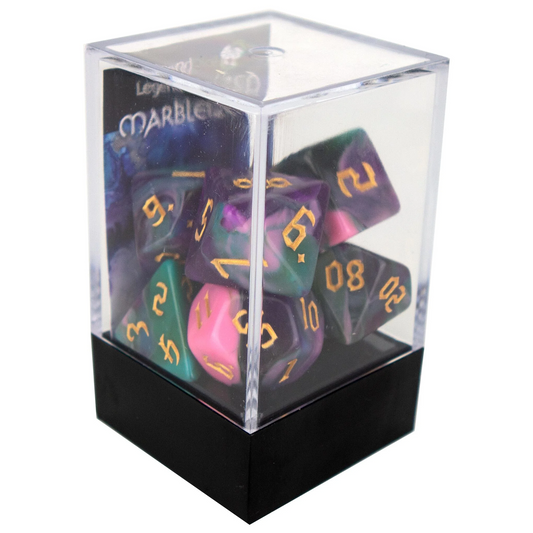 Poly Dice Set - Marblized Chaos - Night Elves, Boxed