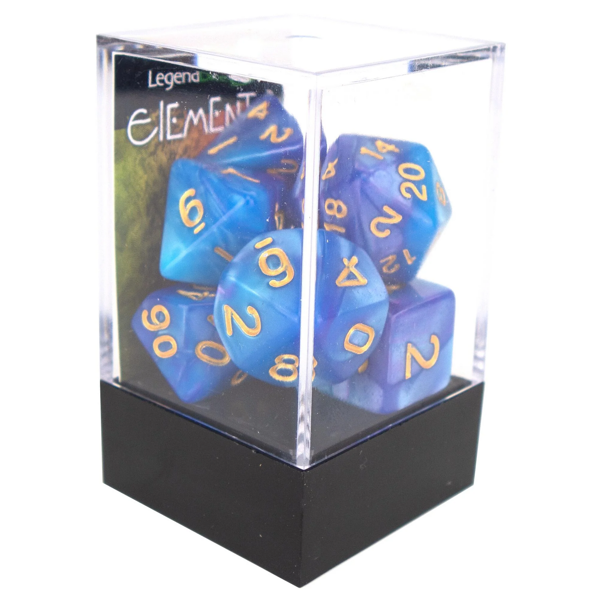 Poly Dice Set - Elemental - Purple and Blue, Boxed