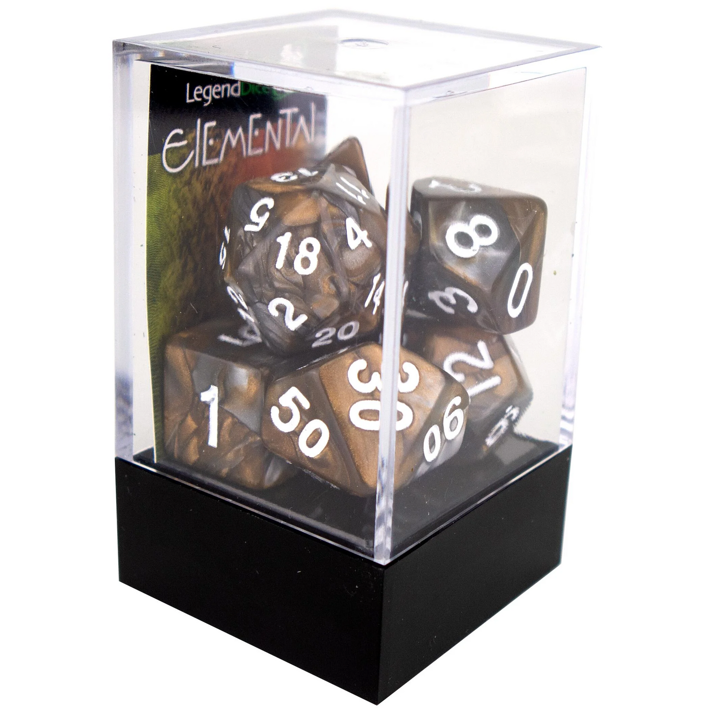 Poly Dice Set - Elemental - Silver and Gold, Boxed