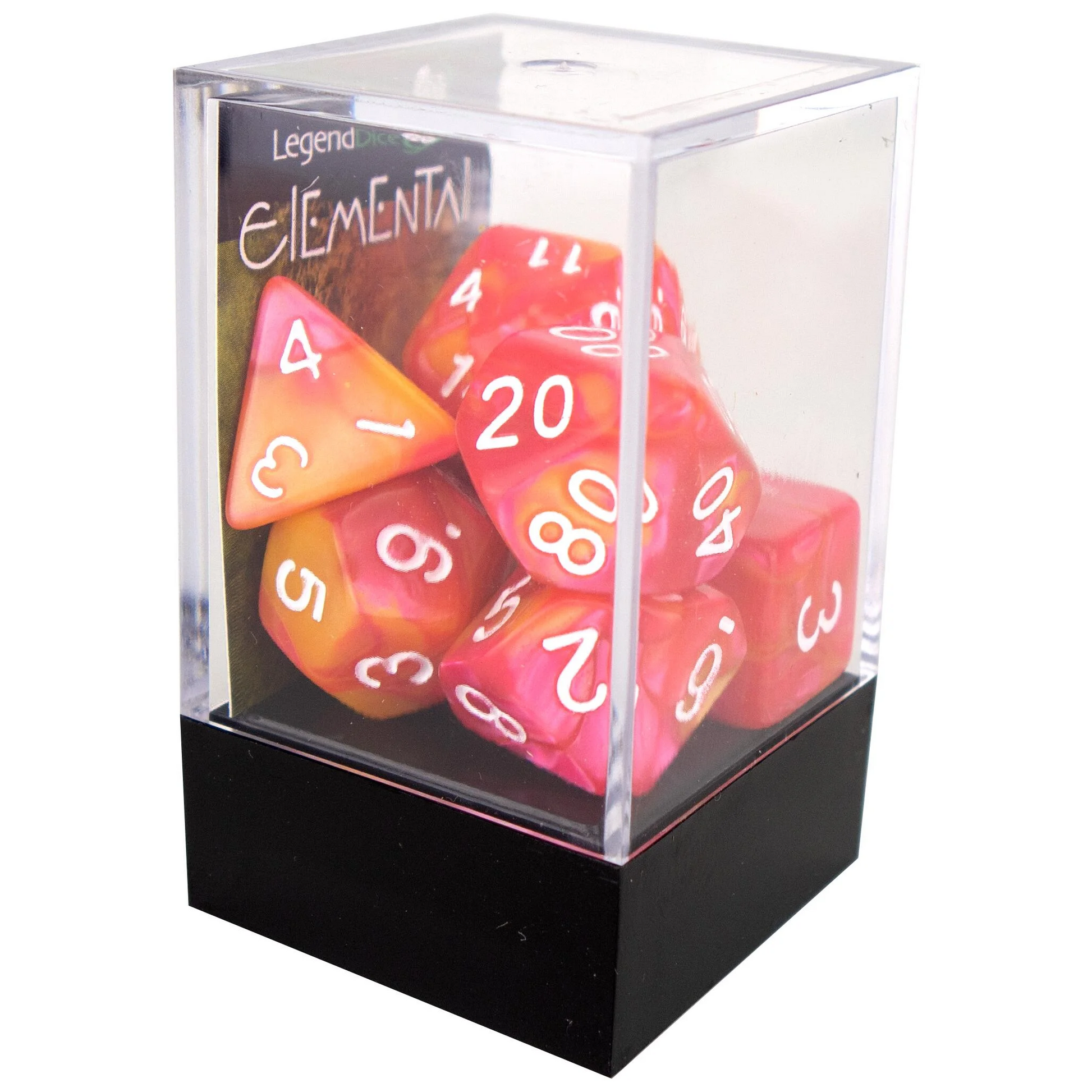 Poly Dice Set - Elemental - Rose and Orange, Boxed