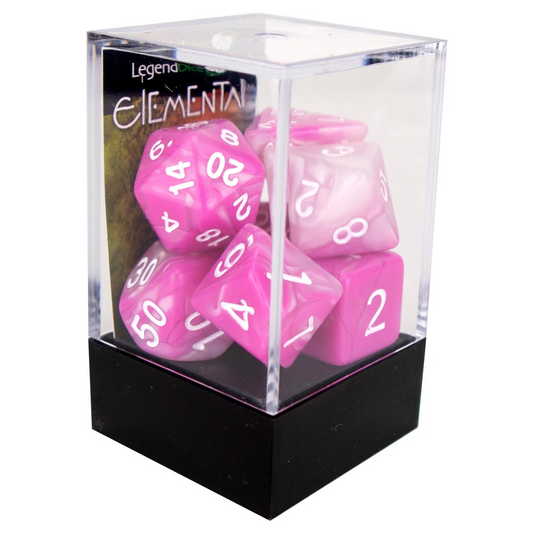 Poly Dice Set - Elemental - Magenta and White, Boxed