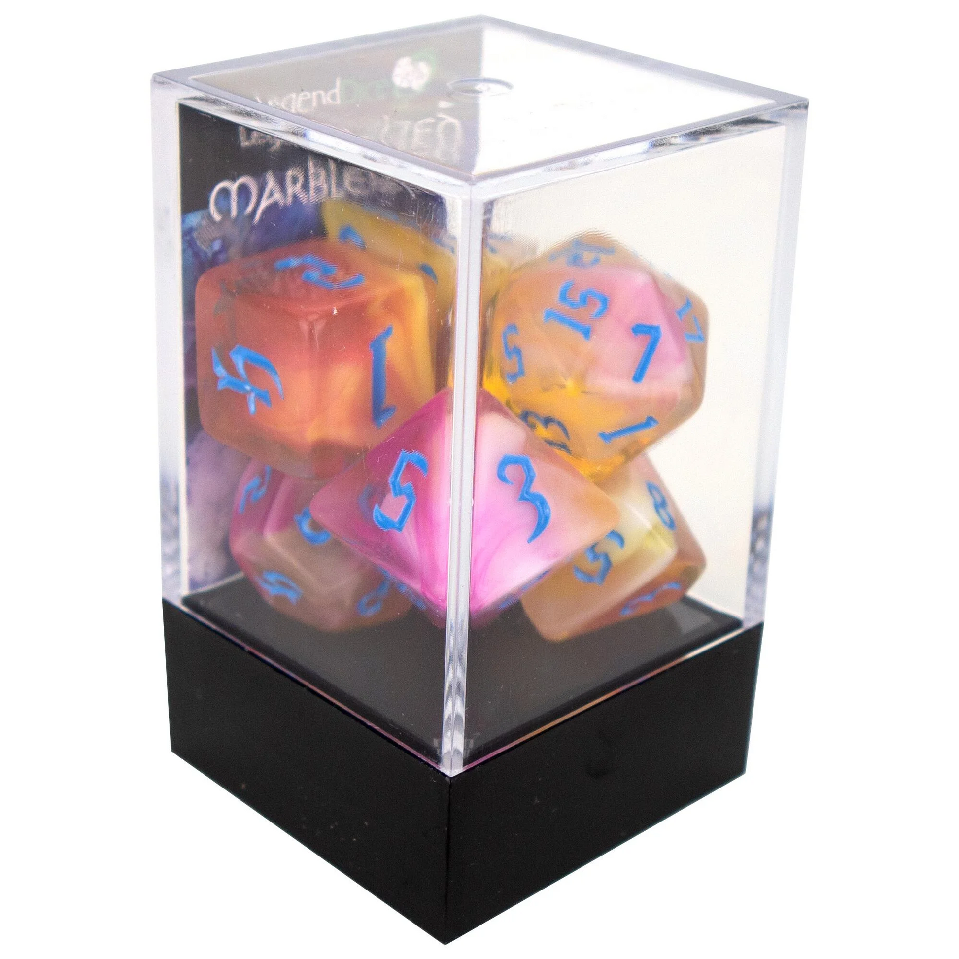 Poly Dice Set - Marblized Chaos - Zinnia, Boxed