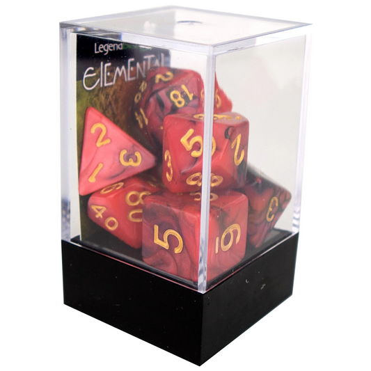 Poly Dice Set - Elemental - Red and Black, Boxed