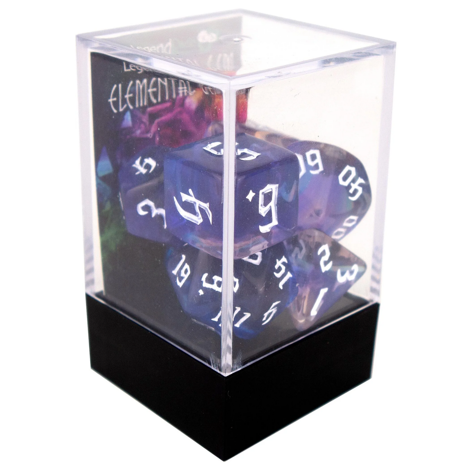 Poly Dice Set - Elemental Gem - Mort Bleu, Boxed