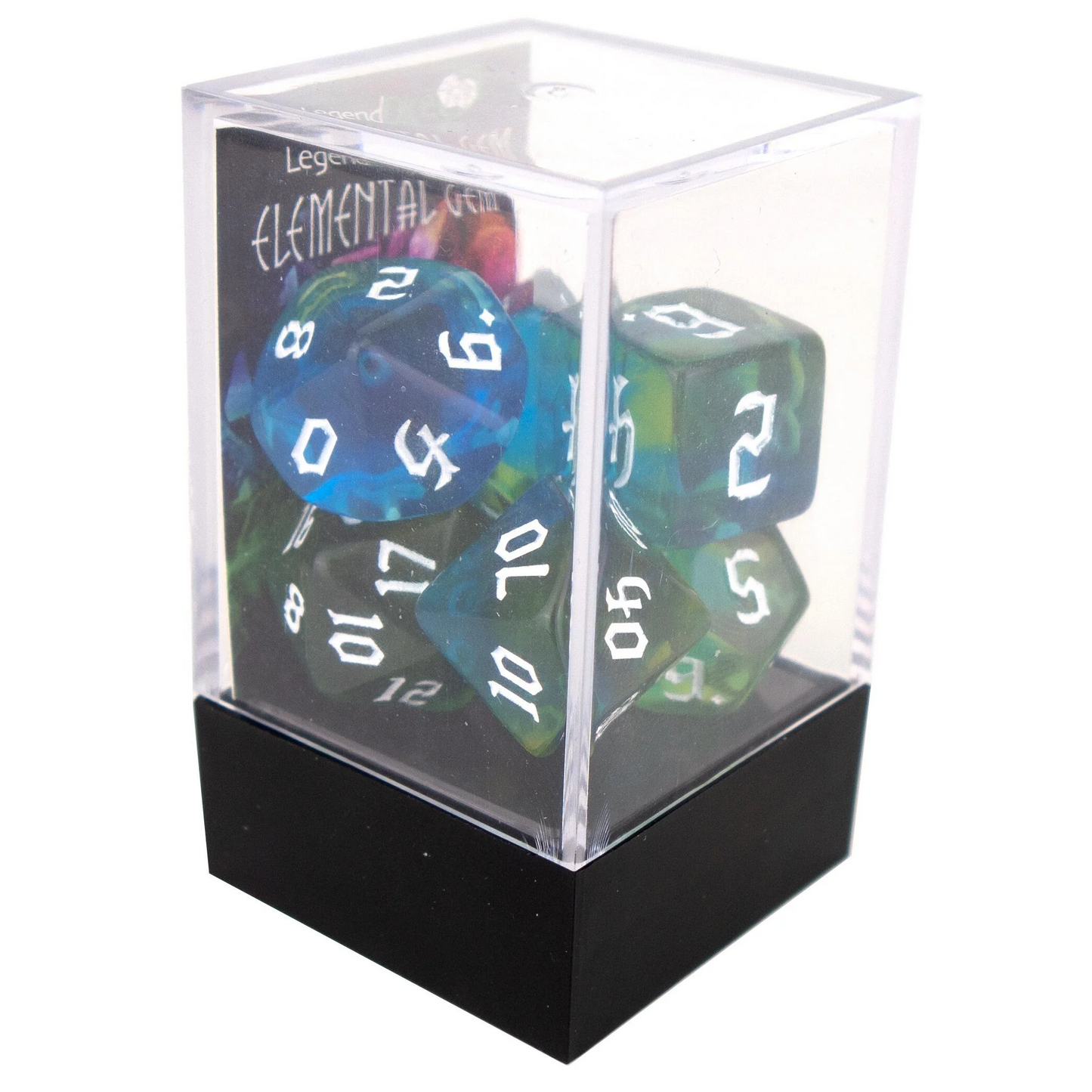 Poly Dice Set - Elemental Gem - Aegean Sea, Boxed