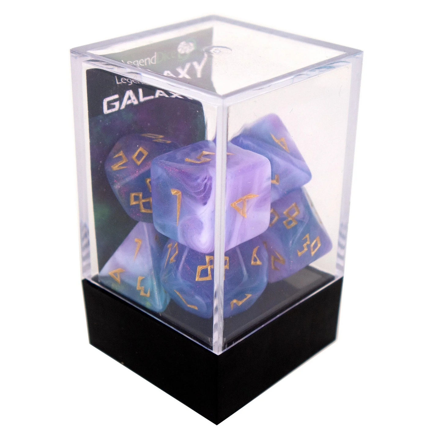 Poly Dice Set - Galaxy Runic - Regn, Boxed