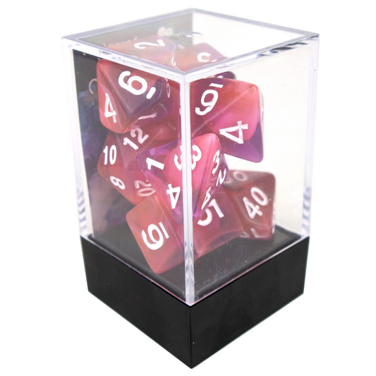 Poly Dice Set - Marblized - Red Clouds, Boxed