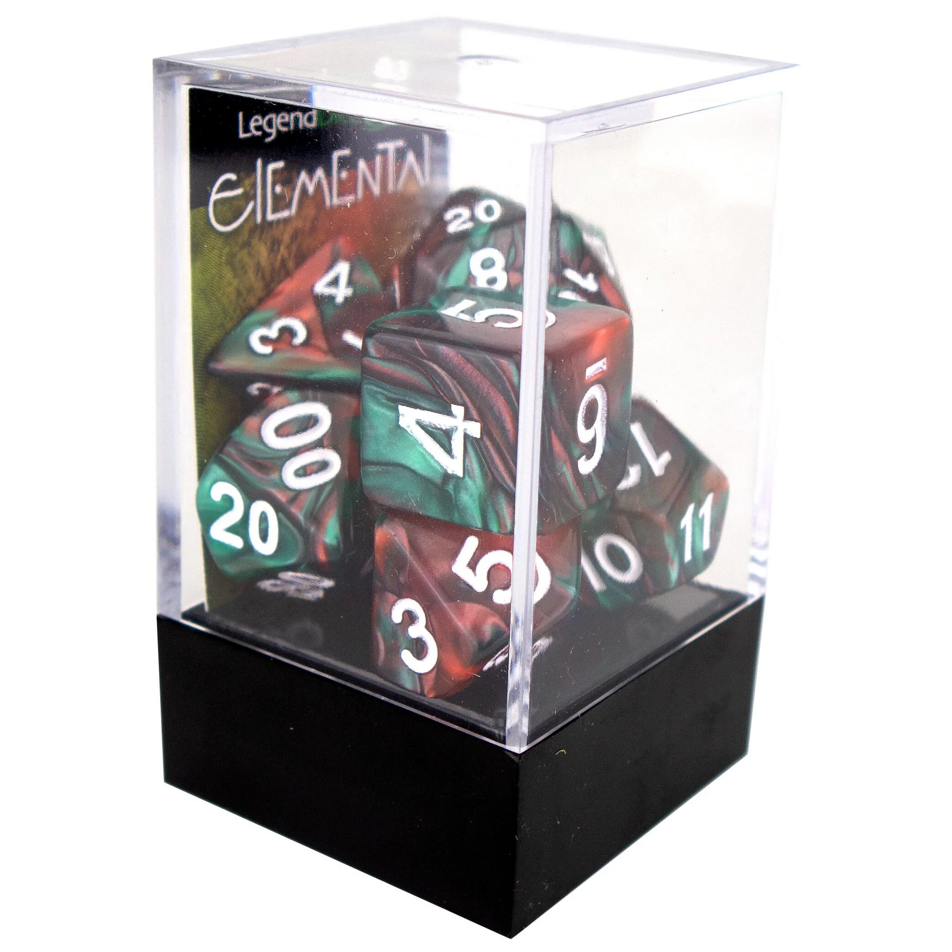 Poly Dice Set - Elemental - Green and Red, Boxed