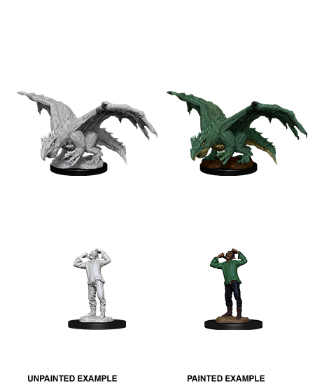 Green Dragon Wyrmling & Afflicted Elf: Nolzur's Marvelous Unpainted Miniatures