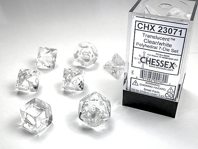 Translucent Polyhedral Clear/white 7-Die Set