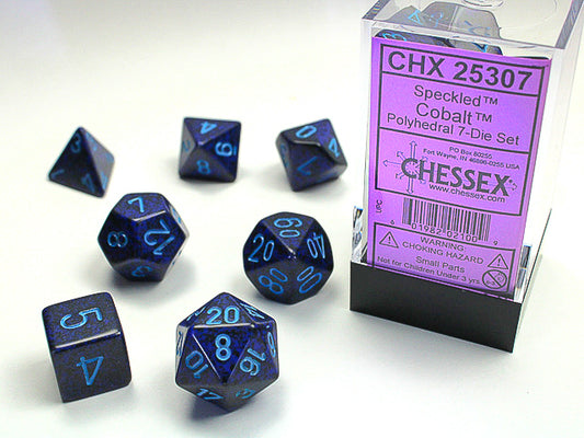 Cobalt - Speckled Polyhedral 7-Die Set