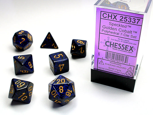 Golden Cobalt - Speckled Polyhedral 7-Die Set