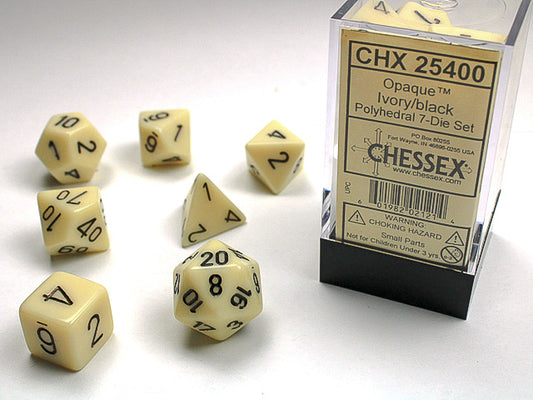 Ivory/black - Opaque Polyhedral 7-Die Set