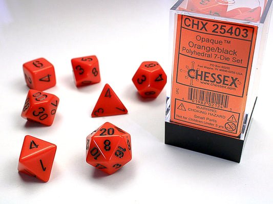 Orange/black - Opaque Polyhedral 7-Die Set