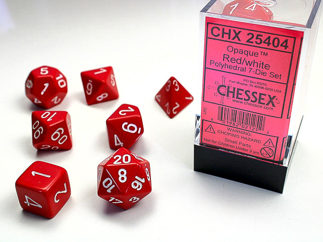 Red/white - Opaque Polyhedral 7-Die Set