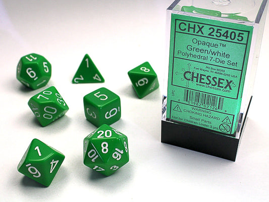 Green/white - Opaque Polyhedral 7-Die Set