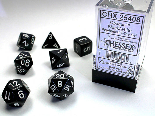 Black/white - Opaque Polyhedral 7-Die Set