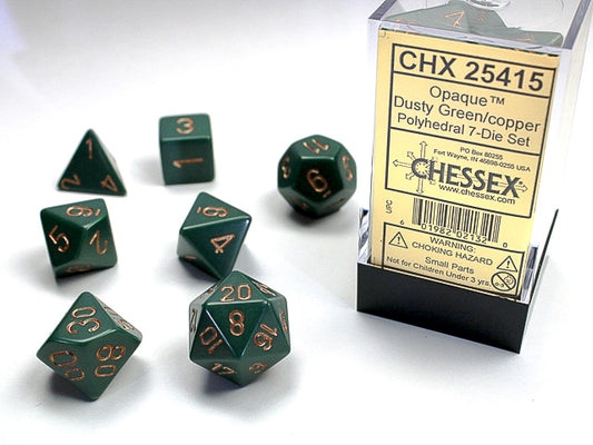 Dusty Green w/copper - Opaque Polyhedral 7-Die Set