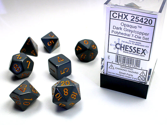 Dark Grey w/copper - Opaque Polyhedral 7-Die Set