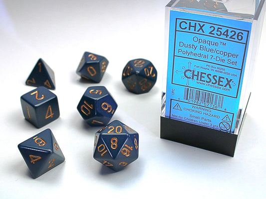 Dusty Blue w/copper - Opaque Polyhedral 7-Die Set