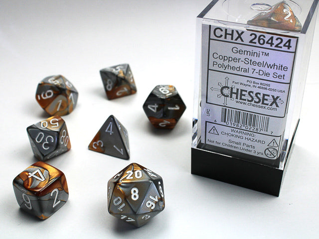 Gemini Polyhedral Copper-Steel w/white 7-Die Set