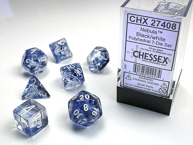 Nebula Polyhedral Black/white 7-Die Set