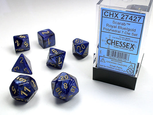 Scarab Polyhedral Royal Blue/gold 7-Die Set