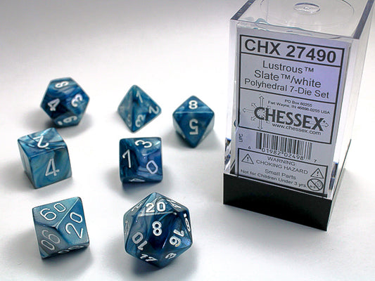 Lustrous Polyhedral Slate/white 7-Die Set