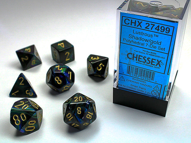 Lustrous Polyhedral Shadow/gold 7-Die Set