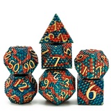 Blue-Fire Dragon Scale RPG Metal Dice Set - Foam Brain Games