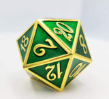 D20 Gold with Emerald - 35mm Extra Large - Foam Brain Games