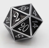 D20 Silver with Onyx - 35mm Extra Large - Foam Brain Games