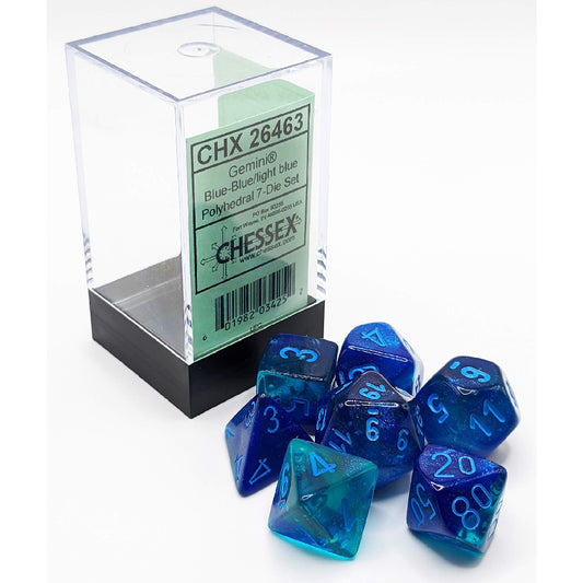 Gemini Polyhedral Blue-Blue/light blue Luminary 7-Die Set