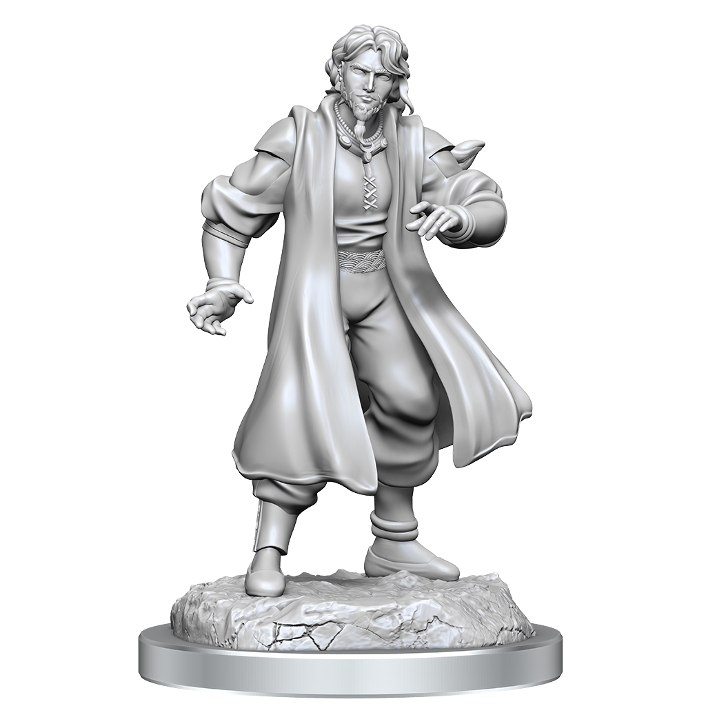 Male Human Sorcerer Merchant (Gilmore) & Tiger Demon (Rakshasas): Critical Role Unpainted Miniatures